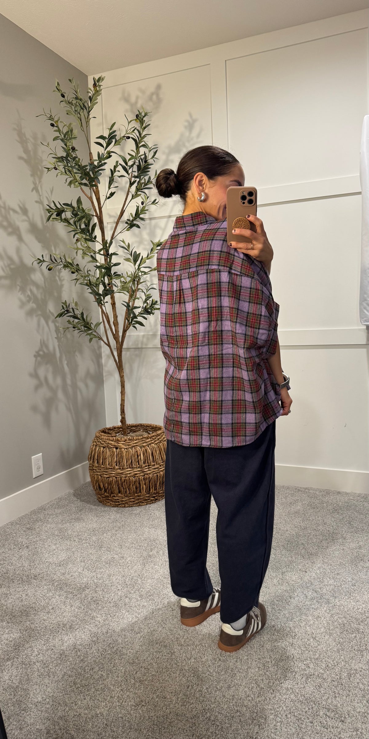 Oversized Plaid Button Down | Lavender