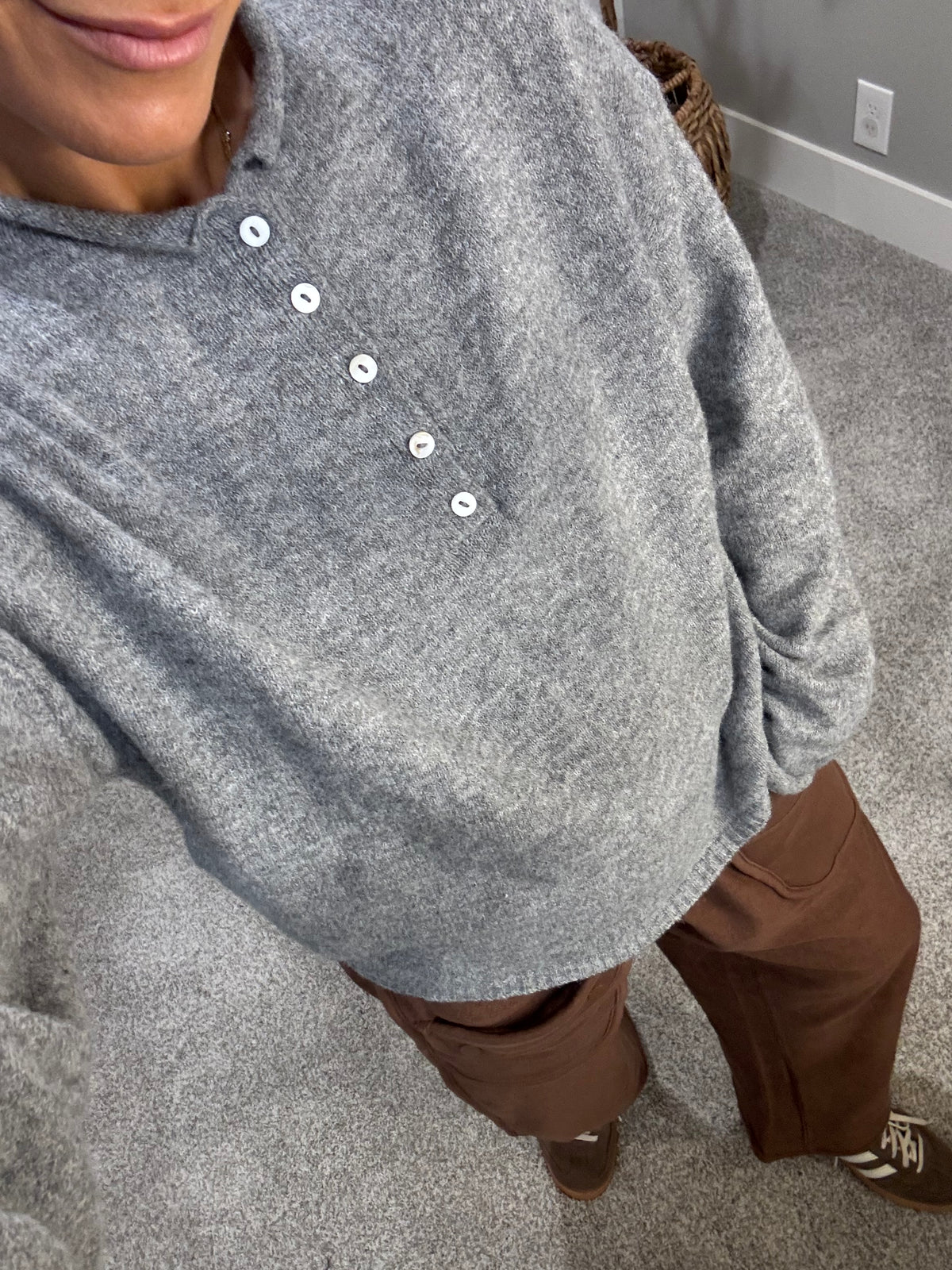 Zola Henley Sweater | Heather Gray