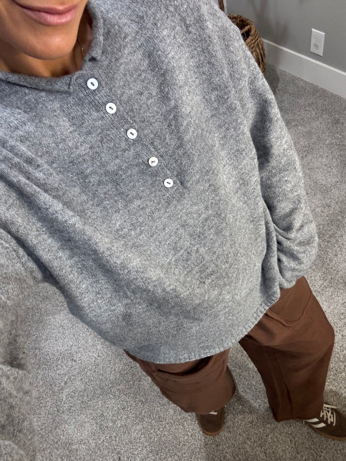Zola Henley Sweater | Heather Gray