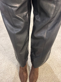 Wide Straight Leg Faux Leather Pants | Black