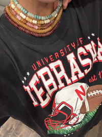 Wide Marble Beaded Necklace | Burgundy