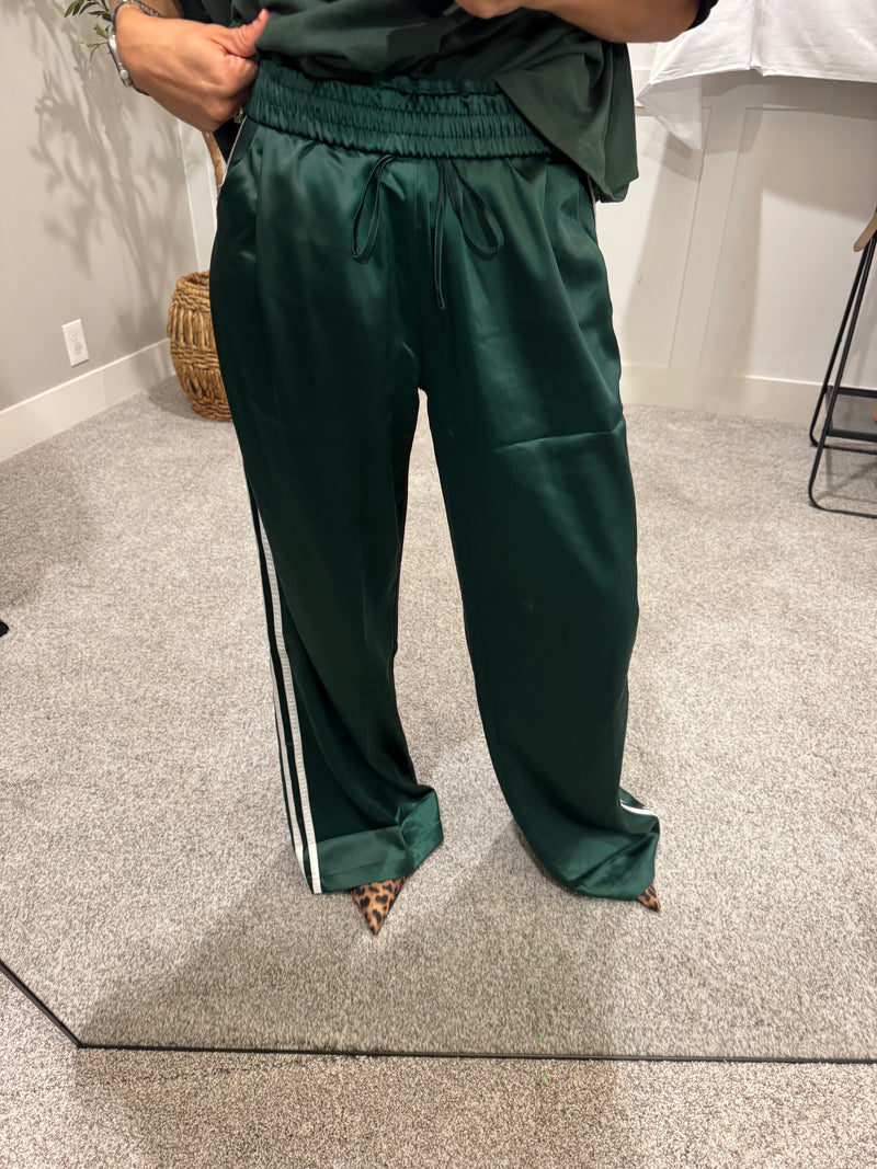 Satin Track Pants | Hunter Green