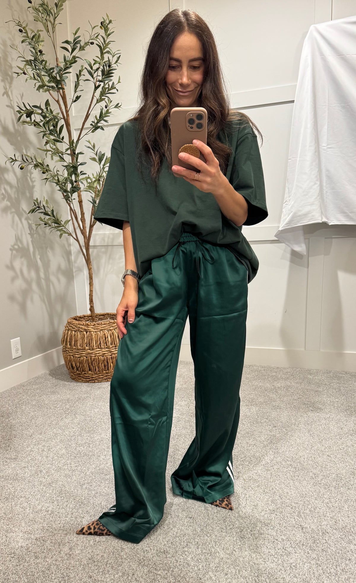 Satin Track Pants | Hunter Green
