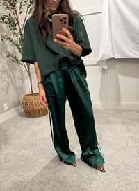 Satin Track Pants | Hunter Green