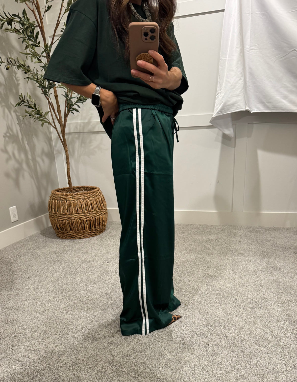 Satin Track Pants | Hunter Green