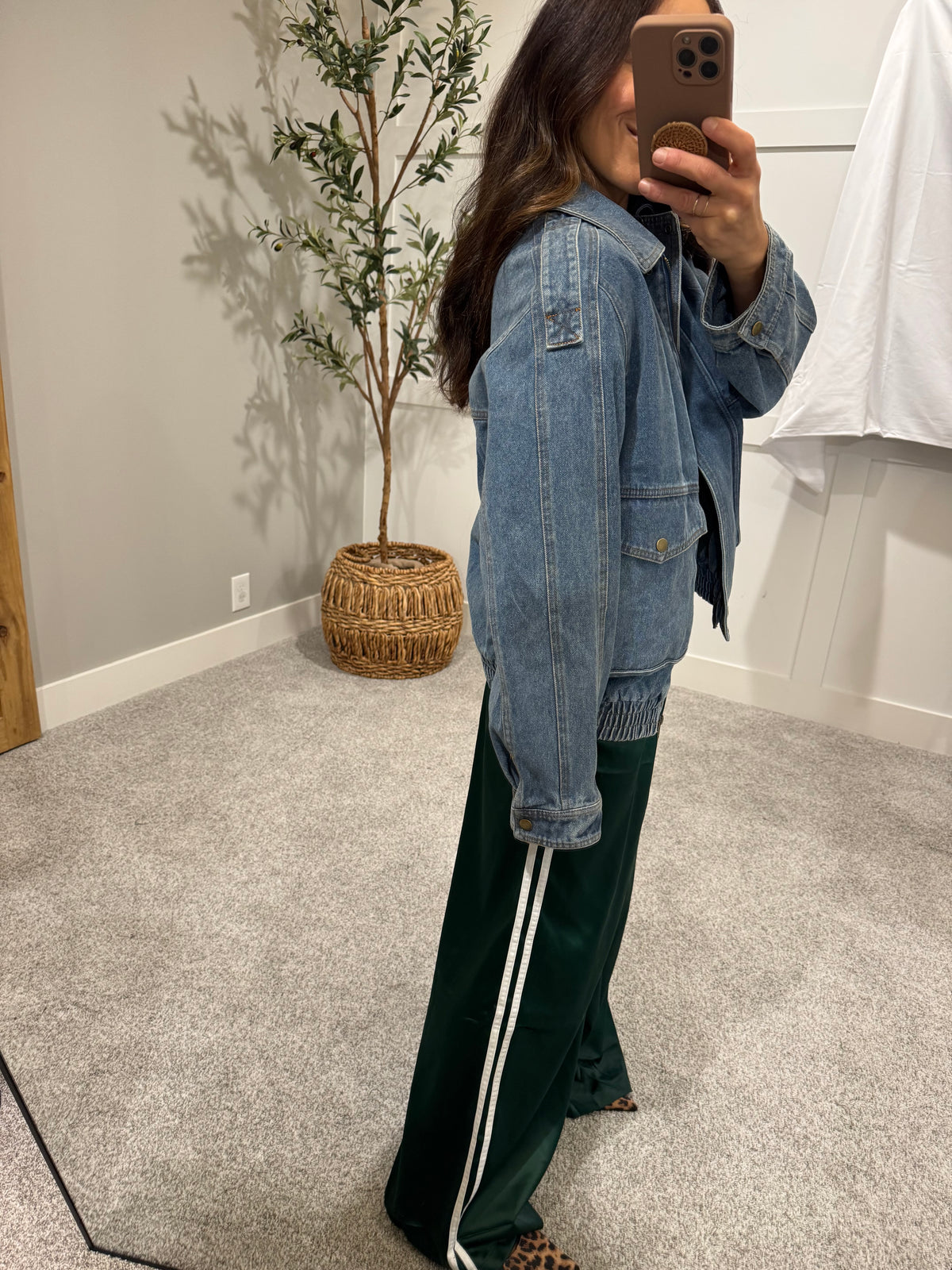 Oversized Bomber Jean Jacket