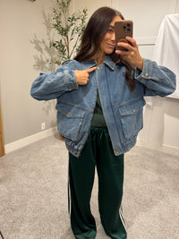 Oversized Bomber Jean Jacket