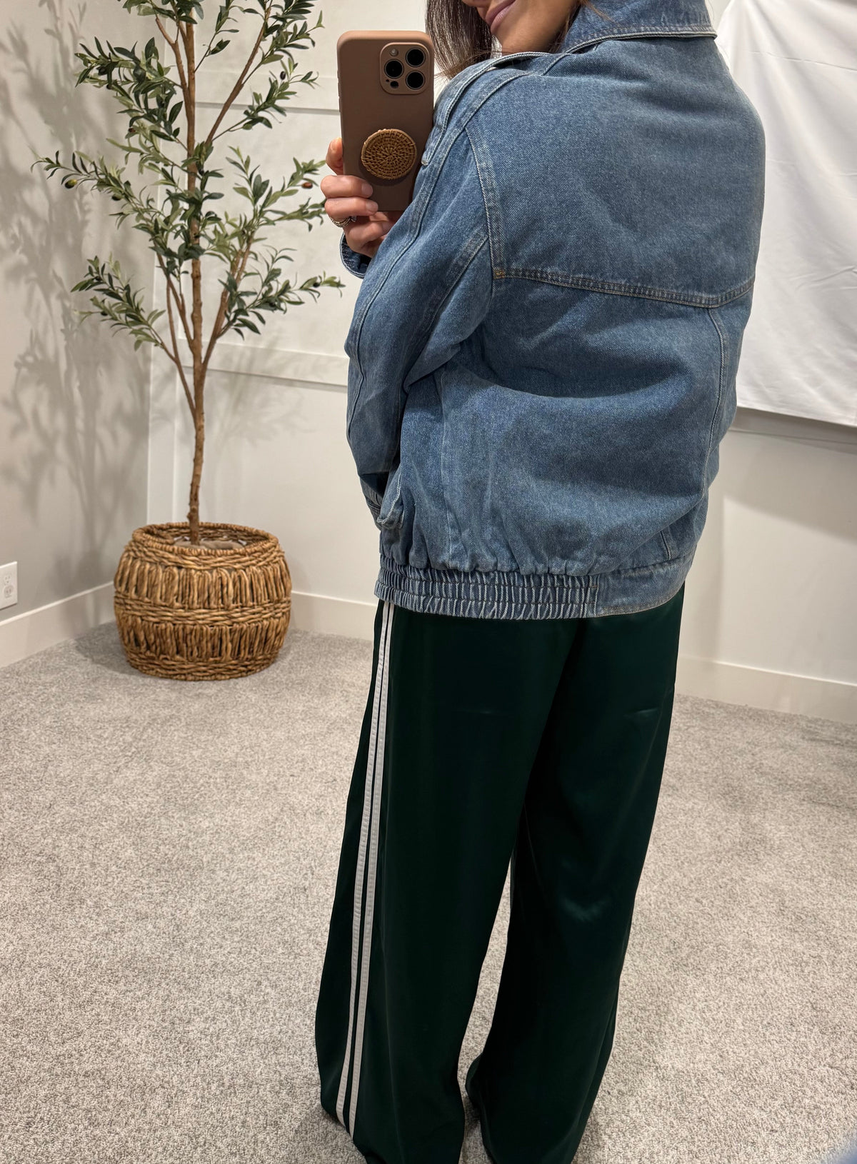 Oversized Bomber Jean Jacket