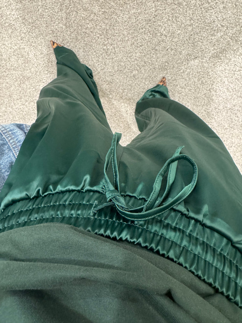 Satin Track Pants | Hunter Green