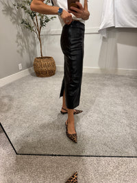 Black Leather Midi Skirt
