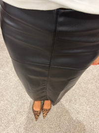 Black Leather Midi Skirt