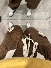 Striped Drawstring Jogger Pants | Chocolate Brown