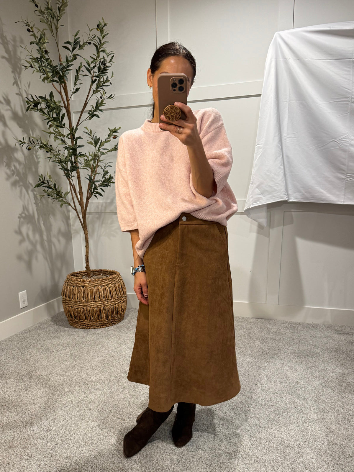 Camel Suede Skirt