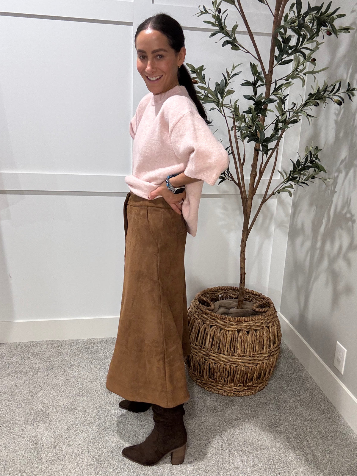 Camel Suede Skirt