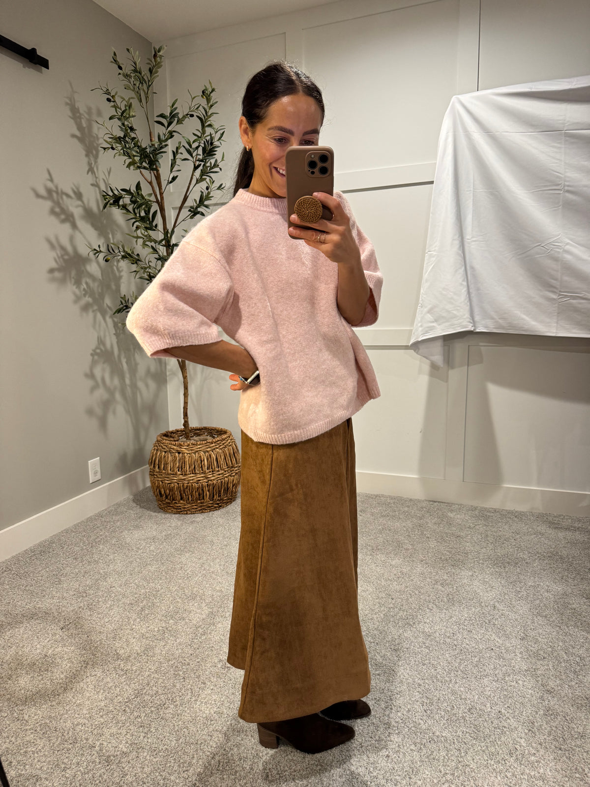 Camel Suede Skirt