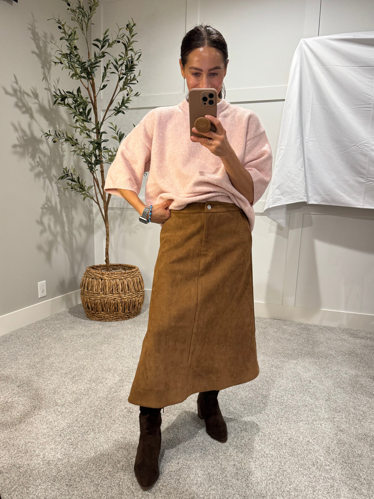 Camel Suede Skirt