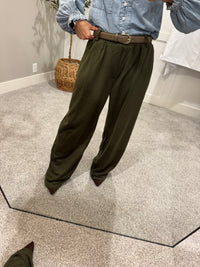 Tailored Wide Leg Knit Sweatpants | Olive