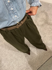 Tailored Wide Leg Knit Sweatpants | Olive