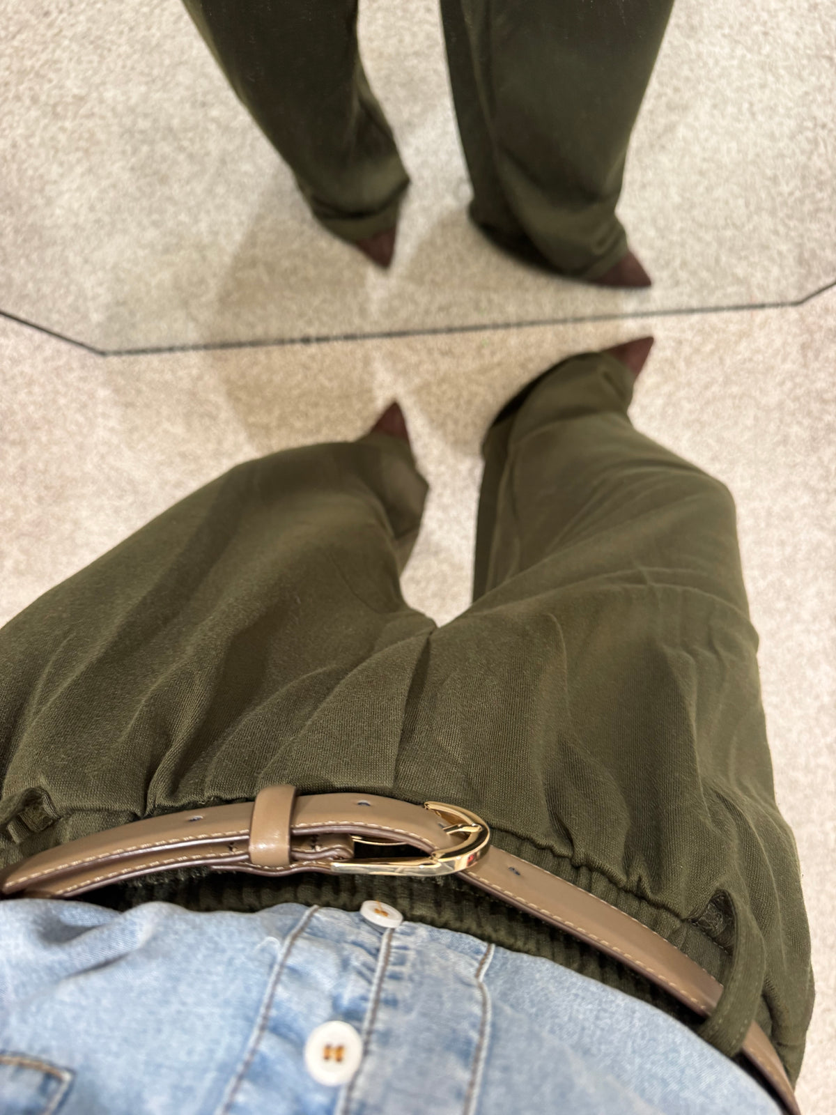 Tailored Wide Leg Knit Sweatpants | Olive