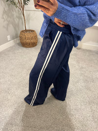 Satin Track Pants | Navy
