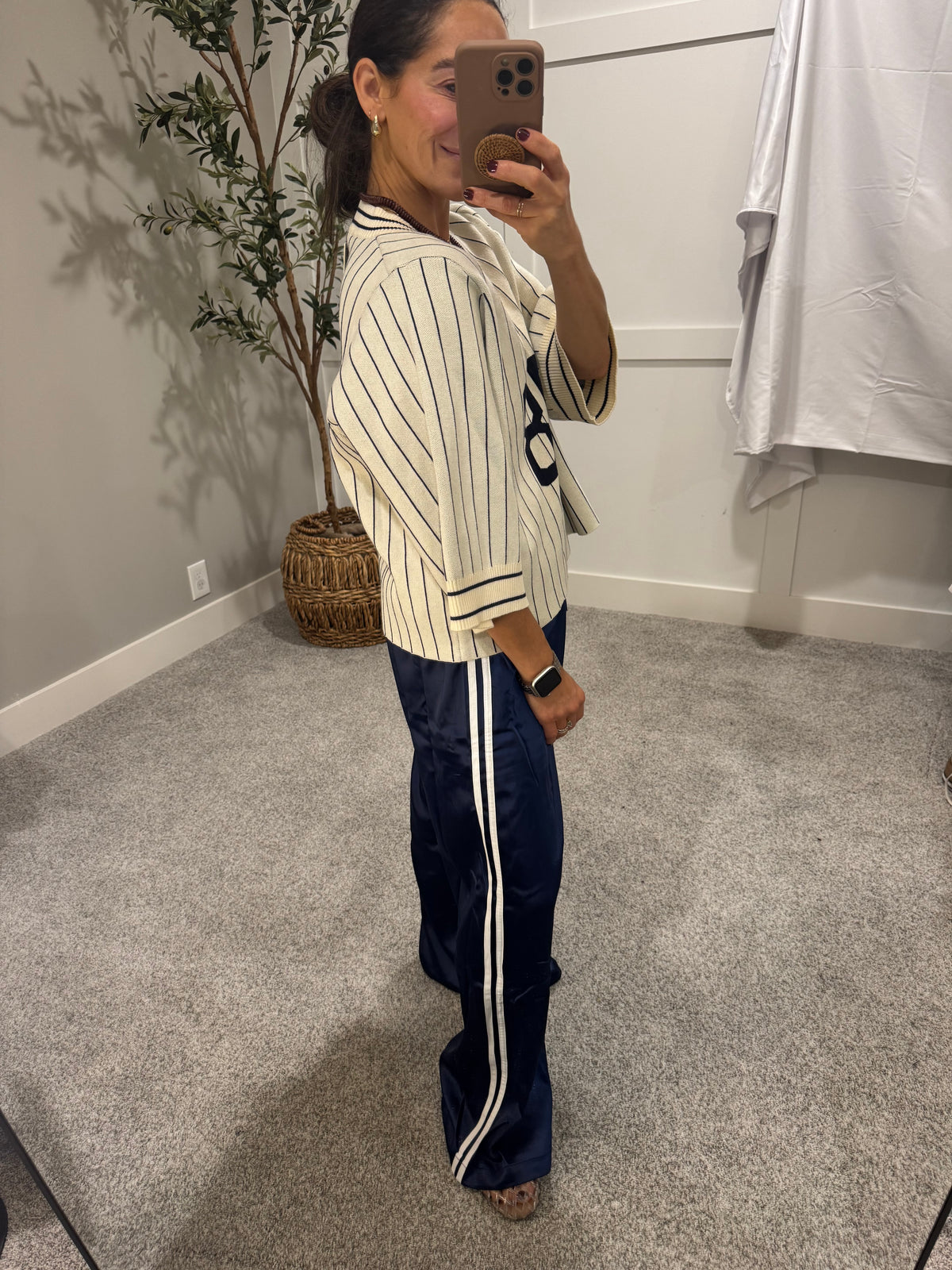 Satin Track Pants | Navy