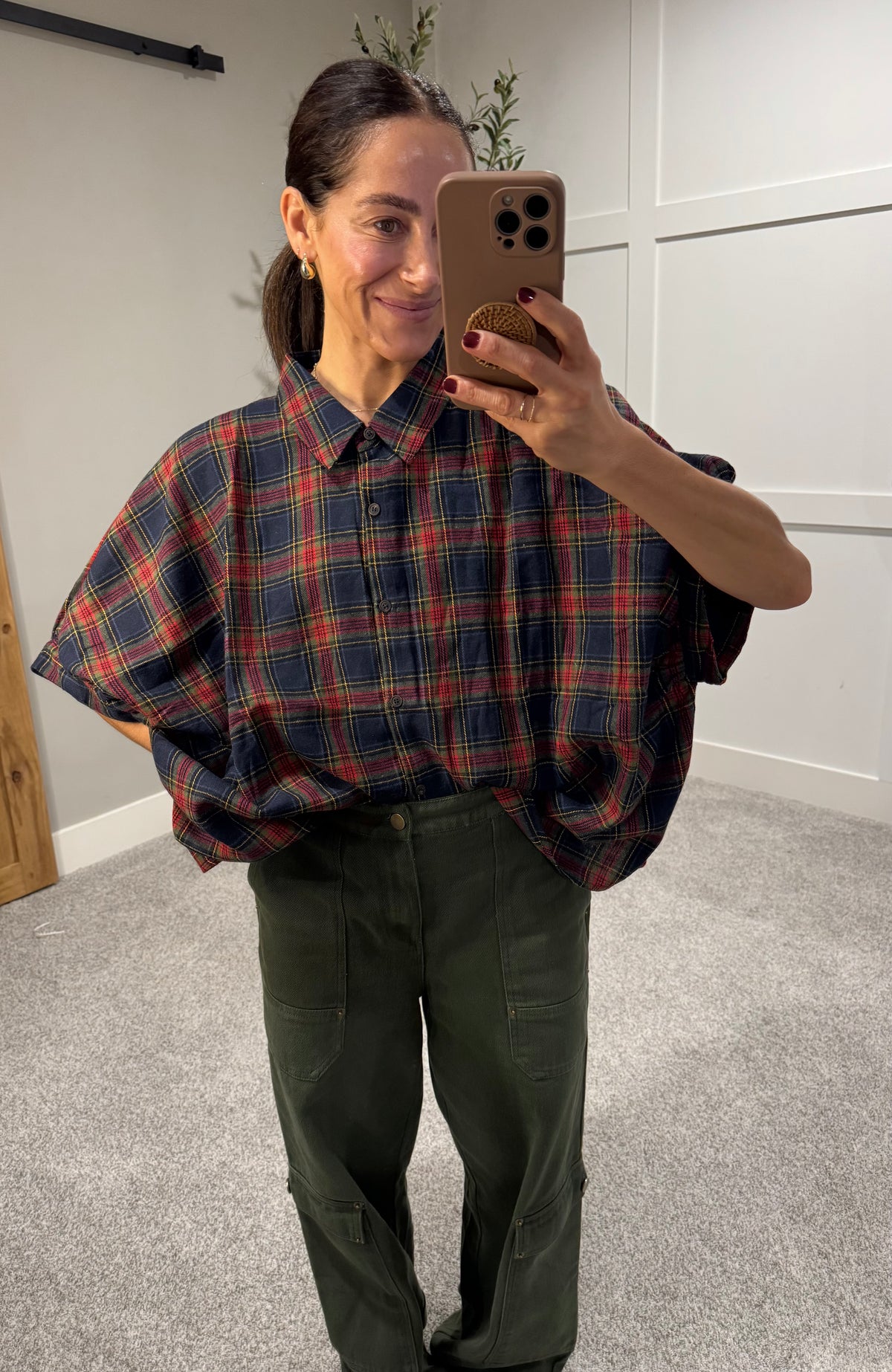 Oversized Plaid Button Down | Navy