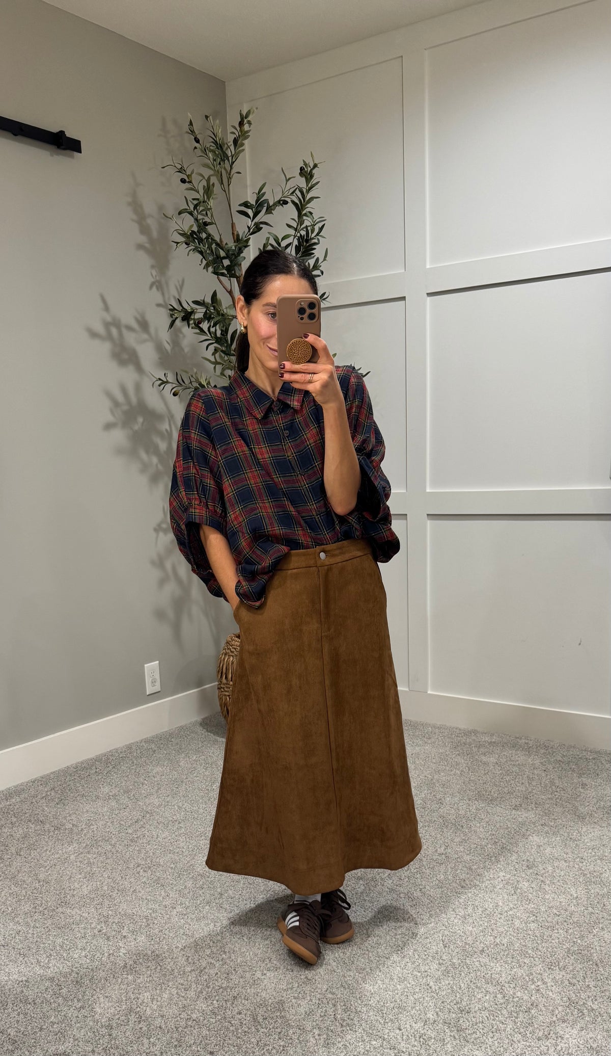 Oversized Plaid Button Down | Navy