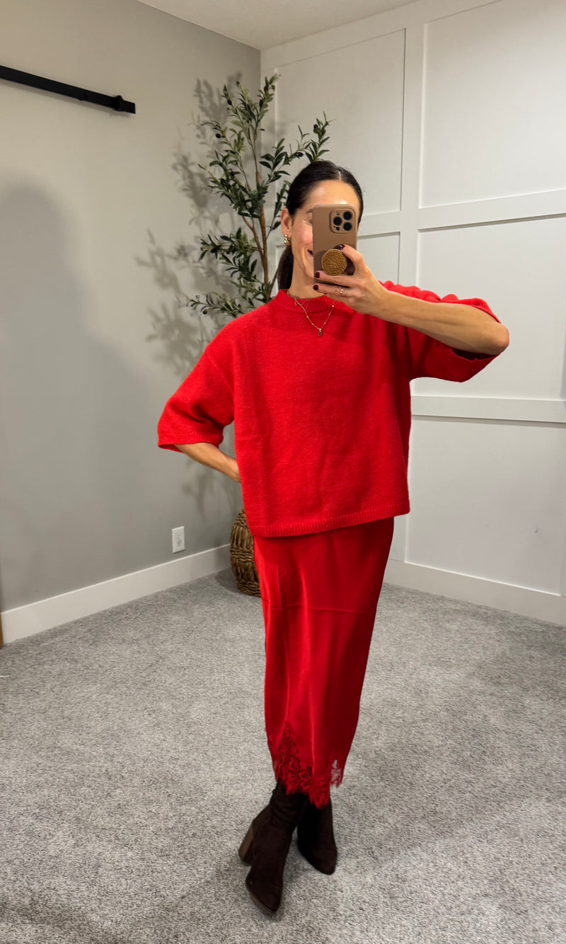 Rue Sweater Top | Red