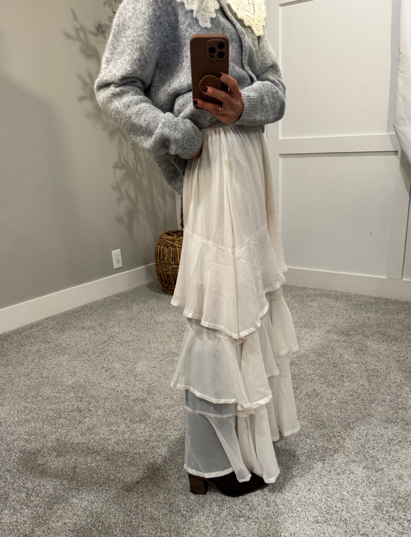 Fay Tiered Ruffle Skirt | Ivory