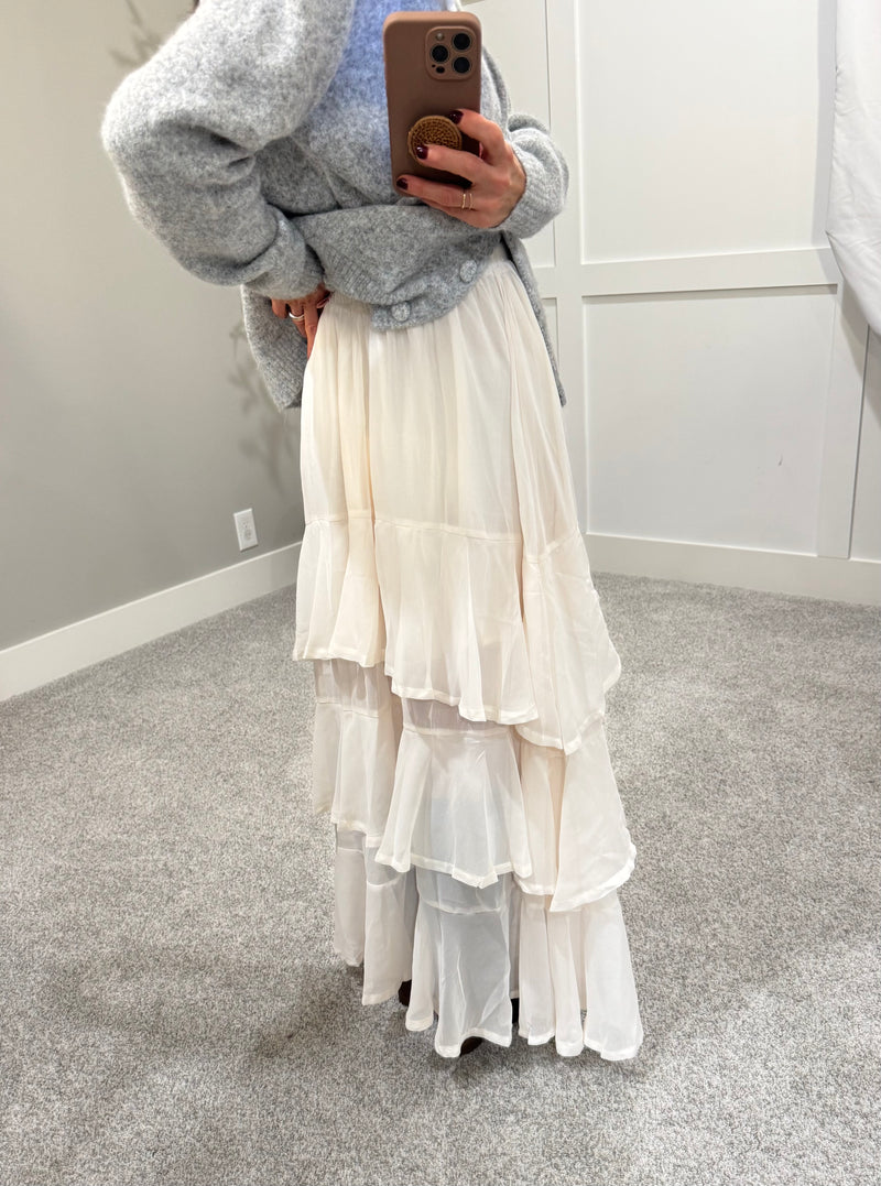 Fay Tiered Ruffle Skirt | Ivory