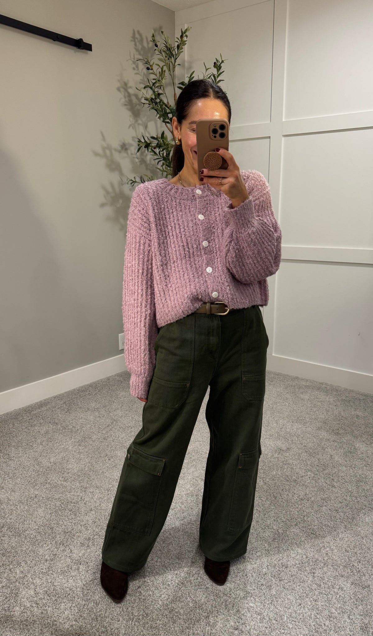 Teddy Cardigan Sweater | Pink Frost