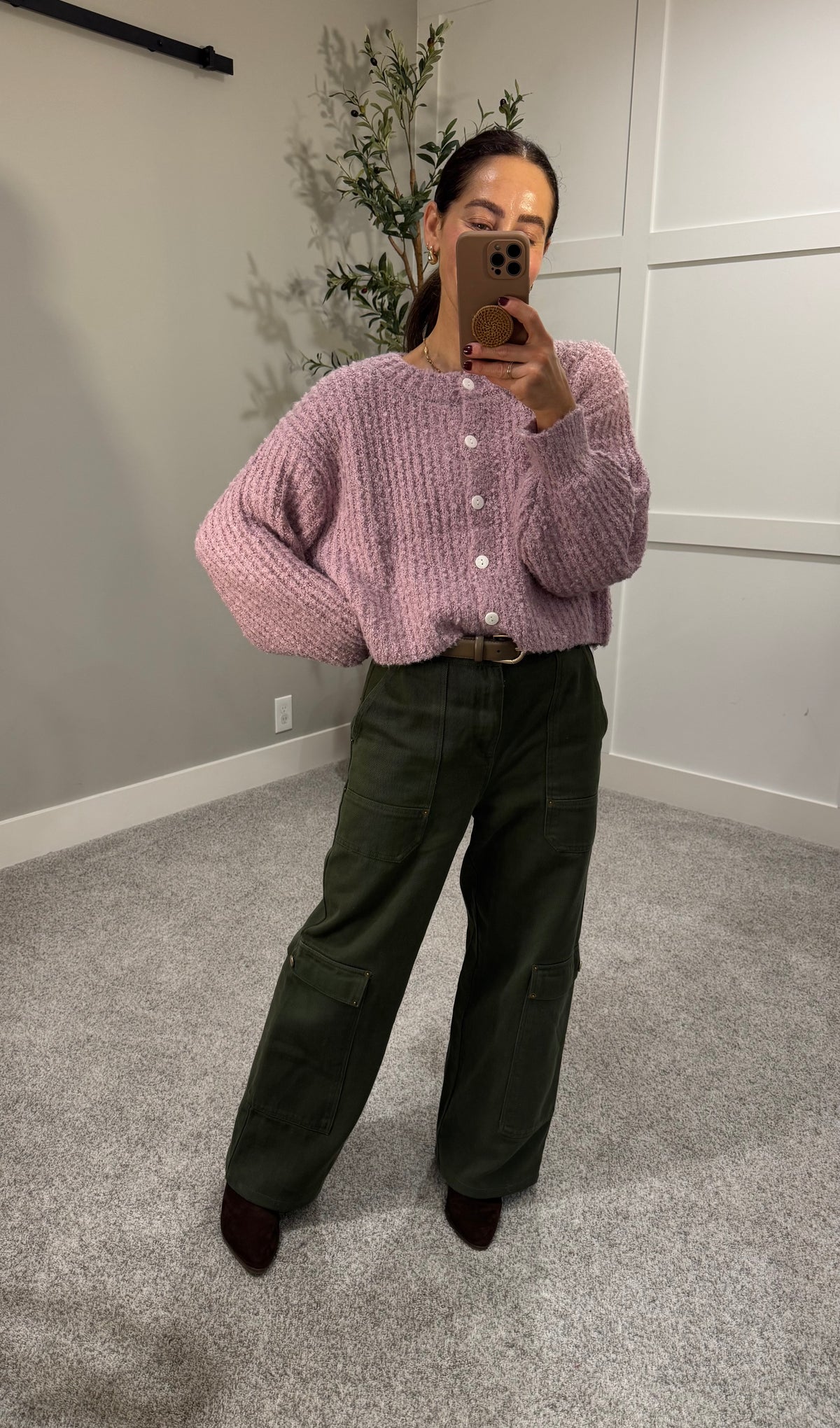 Teddy Cardigan Sweater | Pink Frost