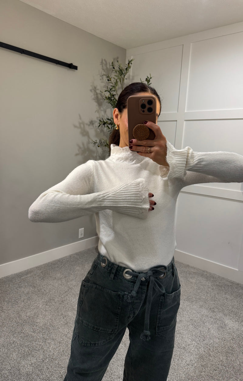 Mia Mock Neck Sweater | Milk