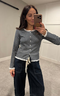 Emma Striped Lace Top