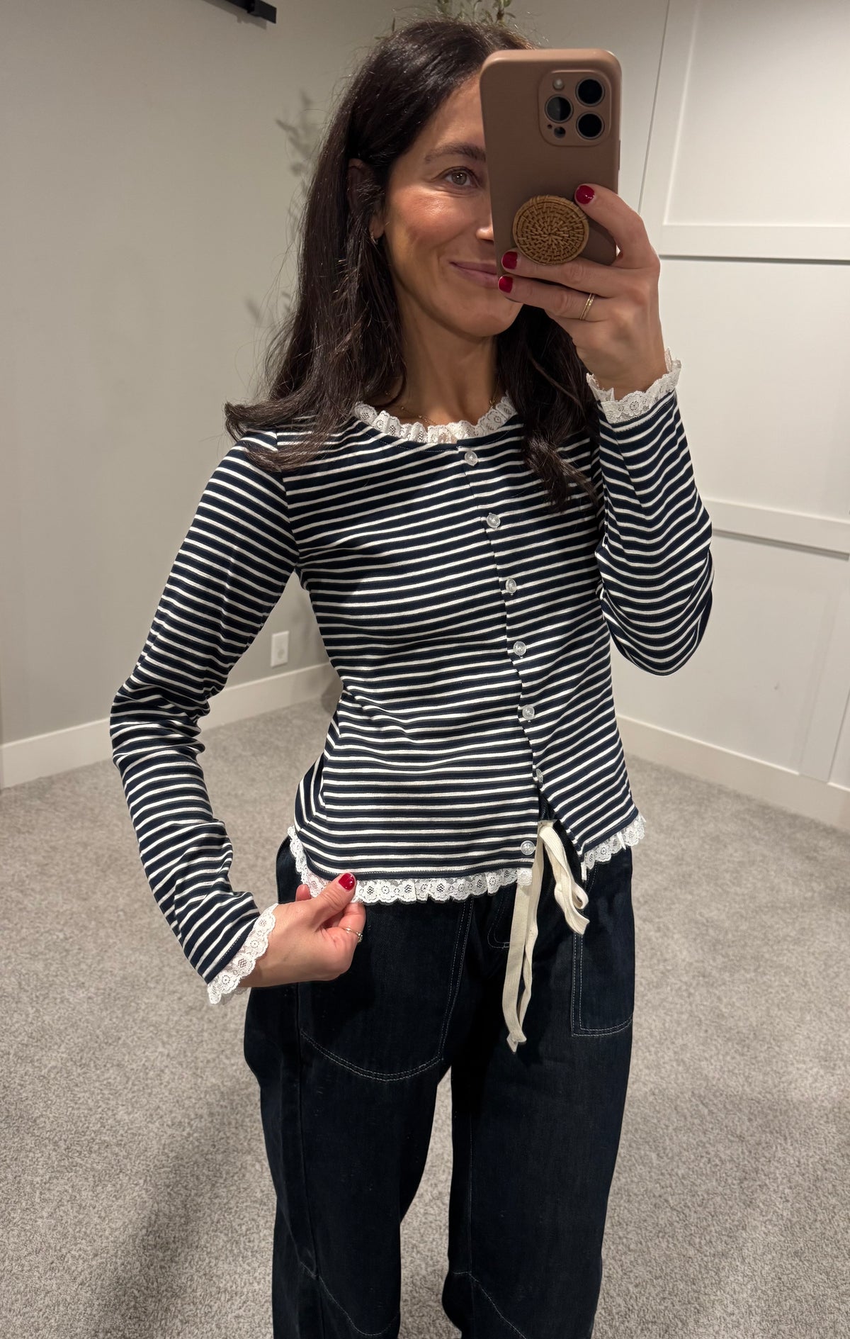 Emma Striped Lace Top