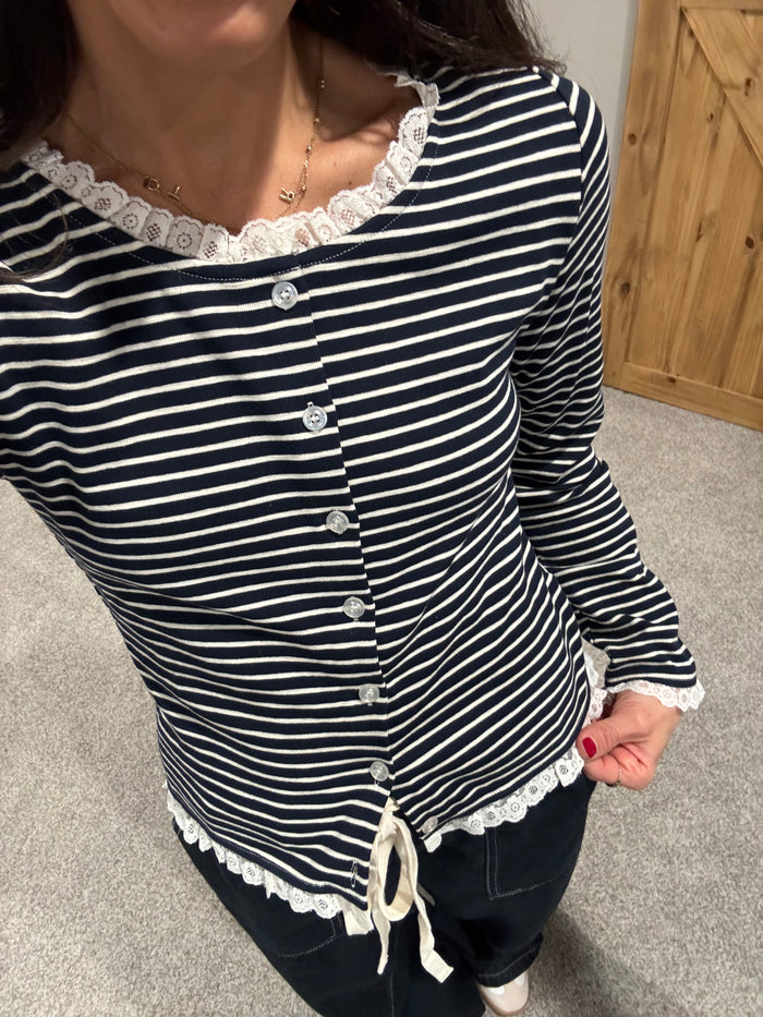 Emma Striped Lace Top