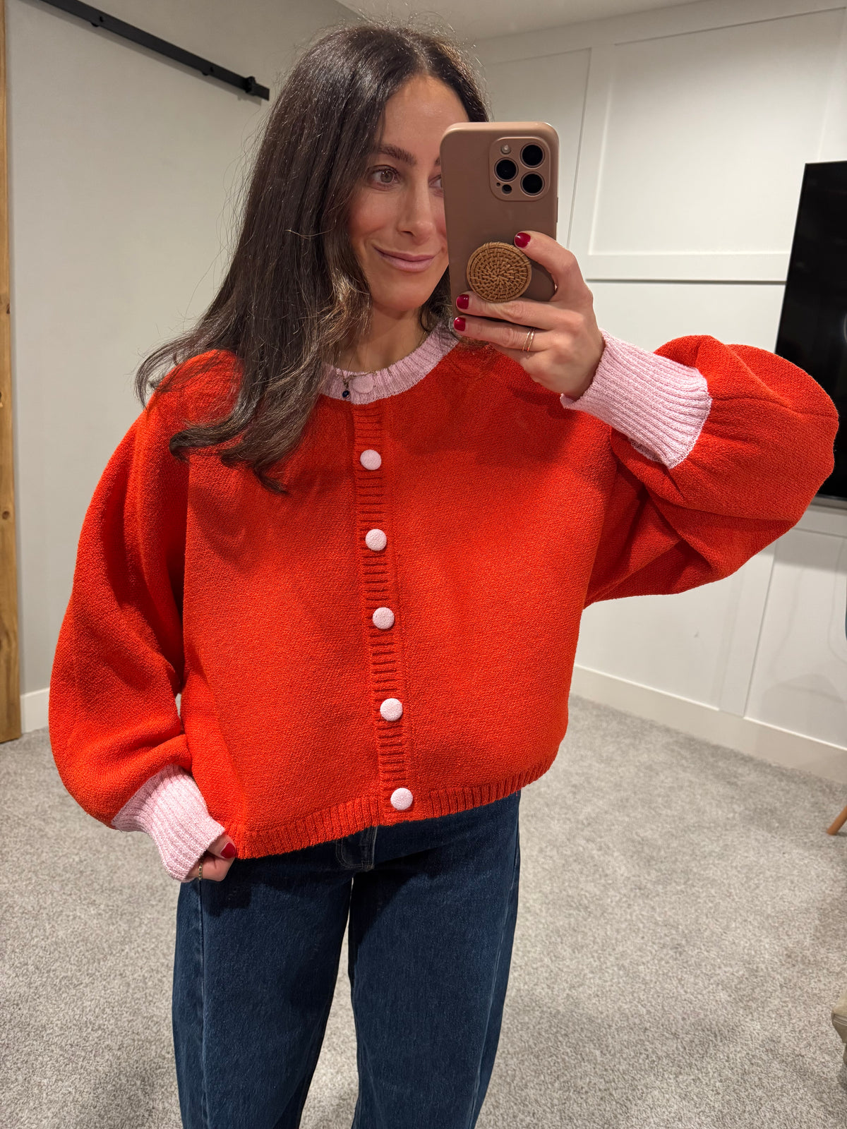 Rose Cardigan | Orange/Red-Pink