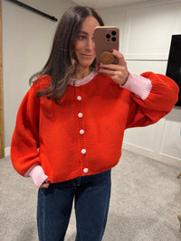 Rose Cardigan | Orange/Red-Pink