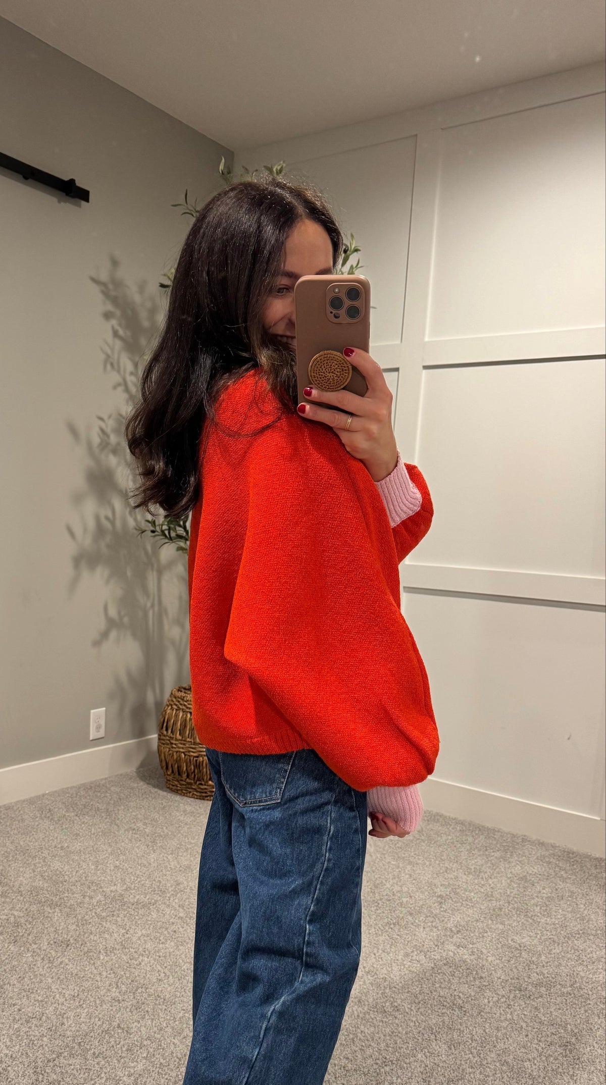 Rose Cardigan | Orange/Red-Pink
