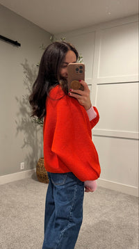 Rose Cardigan | Orange/Red-Pink