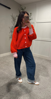 Rose Cardigan | Orange/Red-Pink