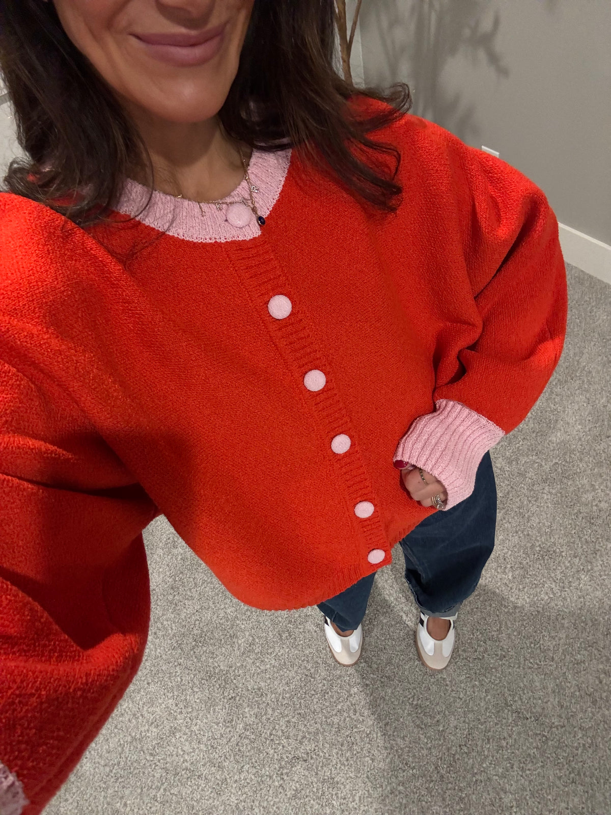 Rose Cardigan | Orange/Red-Pink