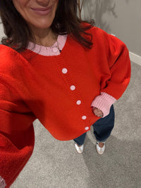 Rose Cardigan | Orange/Red-Pink