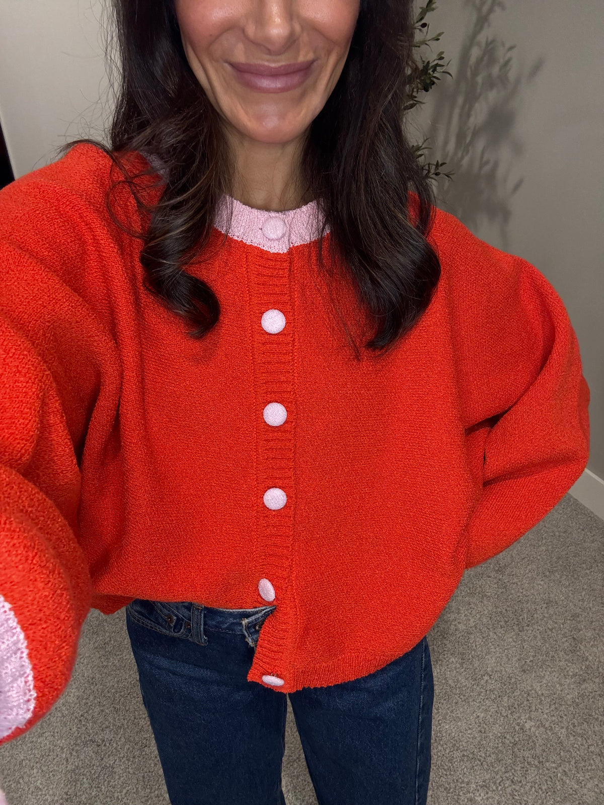 Rose Cardigan | Orange/Red-Pink