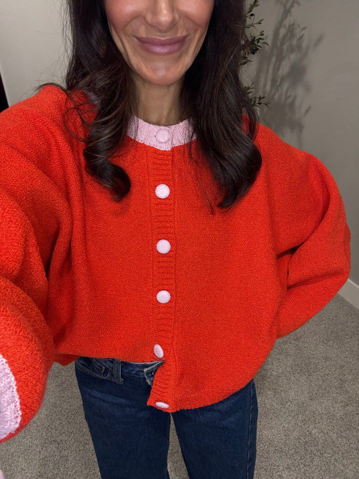 Rose Cardigan | Orange/Red-Pink