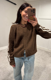 Reba Zip Cardigan| Brown