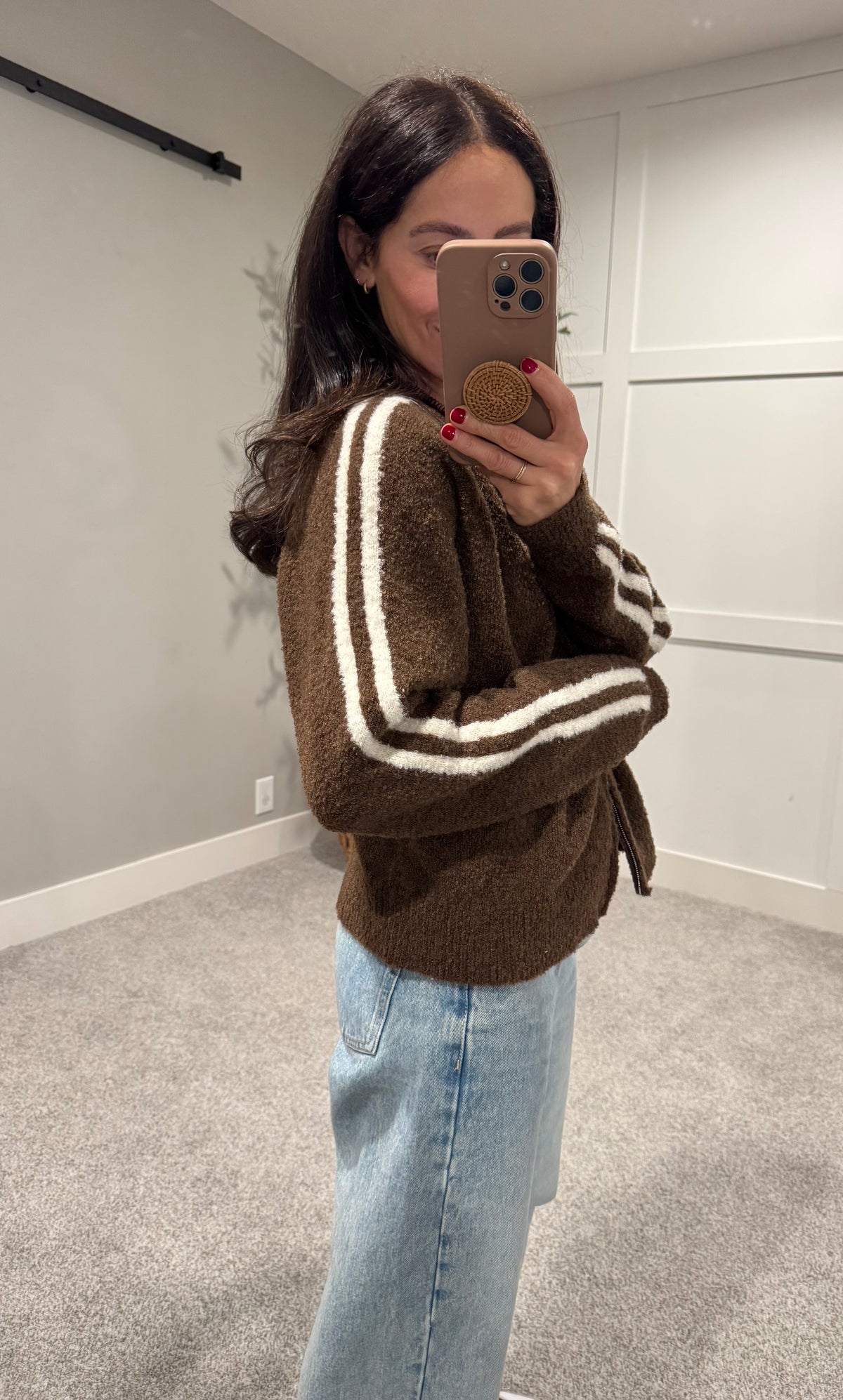 Reba Zip Cardigan| Brown