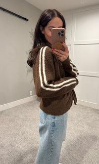 Reba Zip Cardigan| Brown