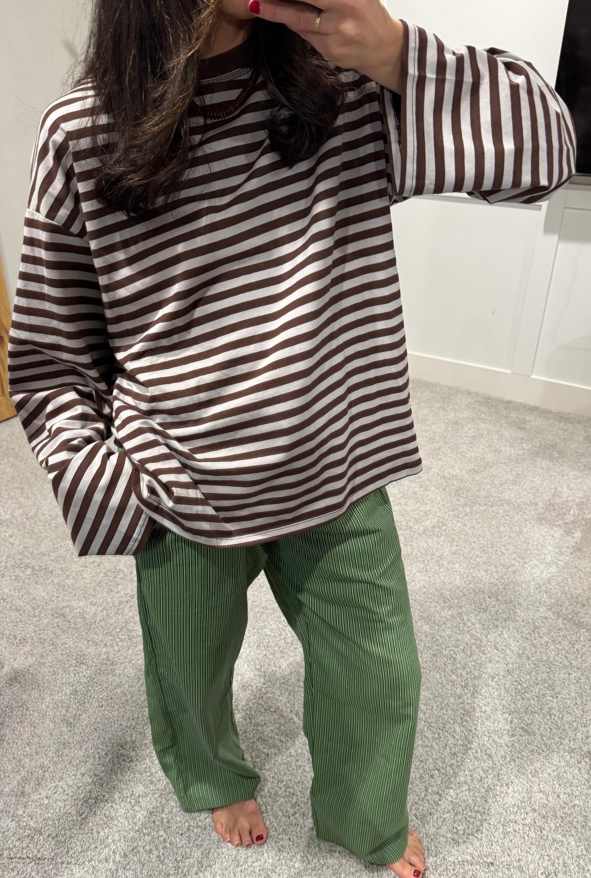 Hasley Striped Top | Grey & Brown