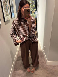 Hasley Striped Top | Grey & Brown